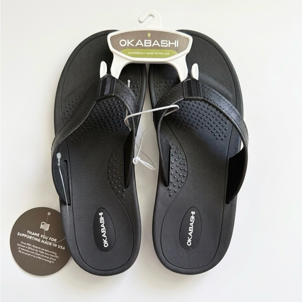 Okabashi Women’s Black Made in USA Flip Flops - Size 9